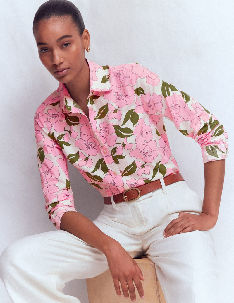 BODEN Sienna Cotton Shirt-Blossom Pink, Radiant Bloom outlook