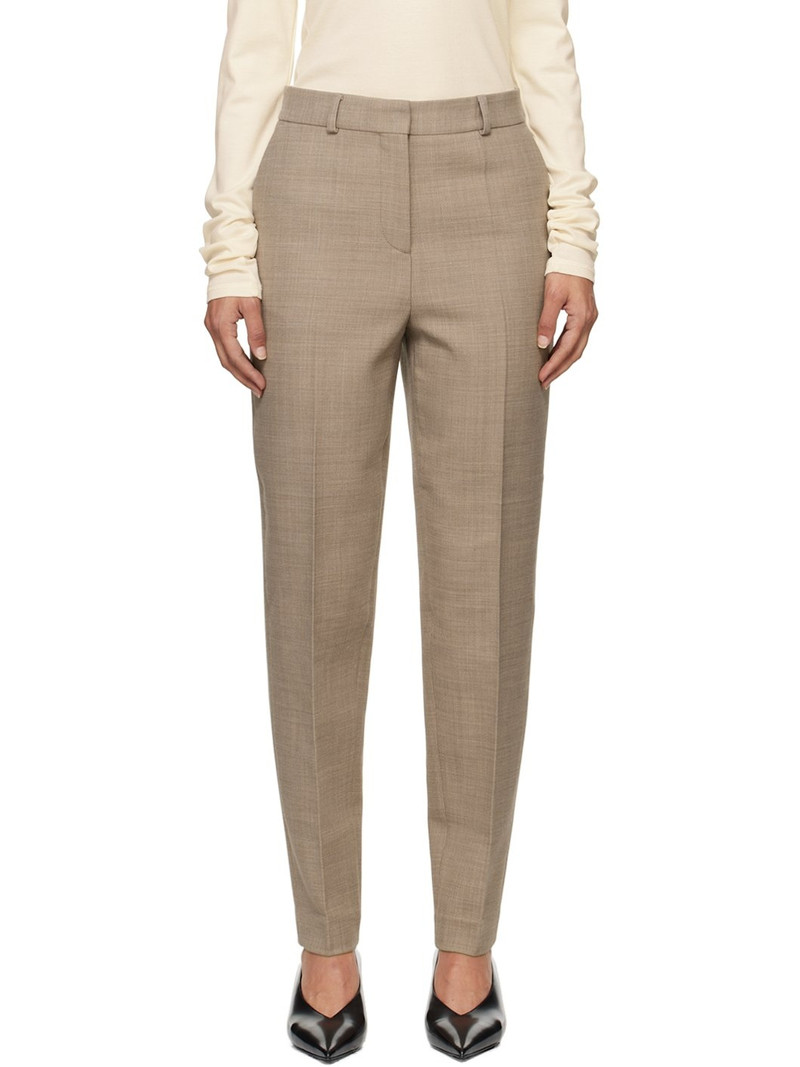 Beige Low-Waist Tailored Trousers 1