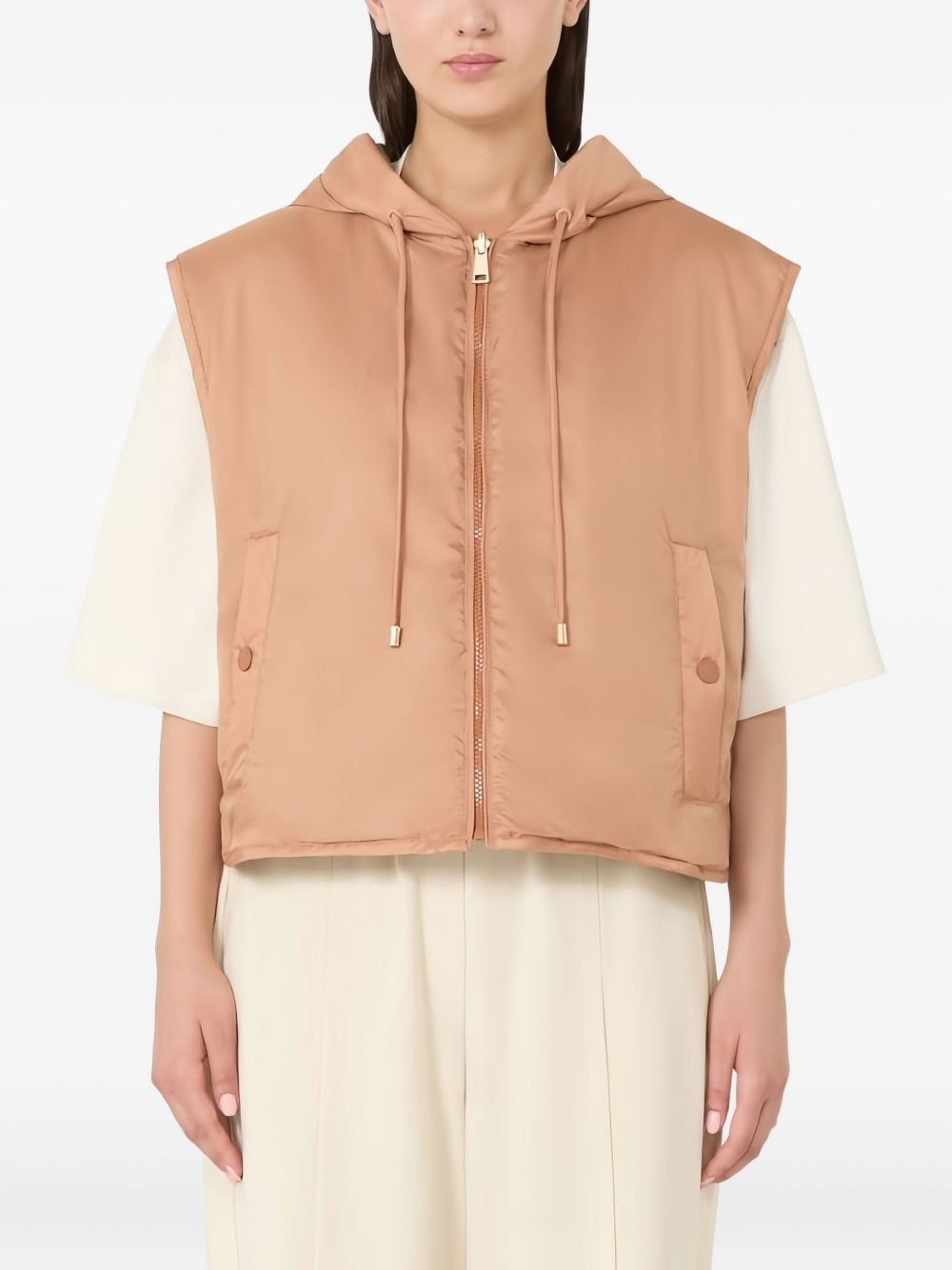 reversible hooded quilted gilet - 3
