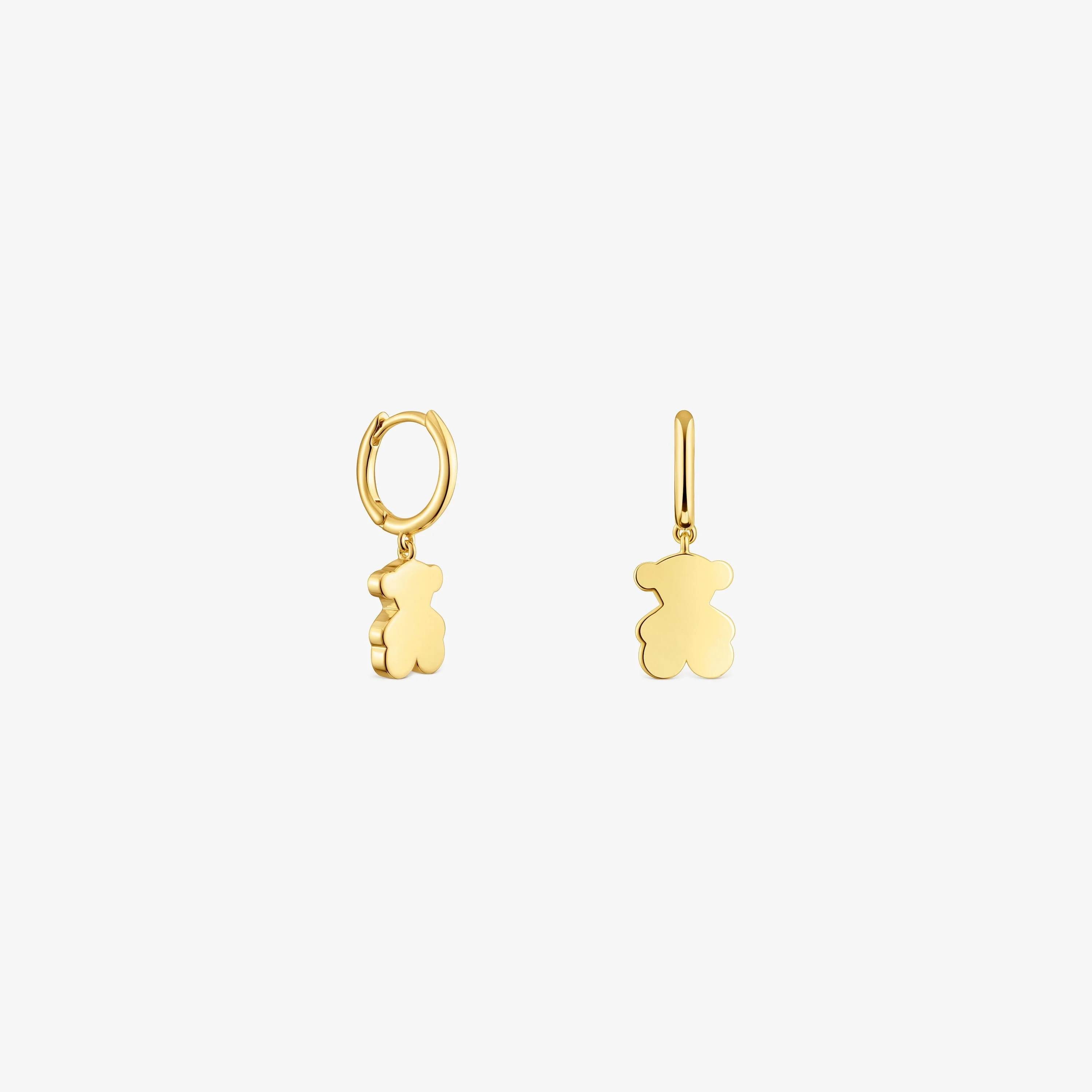 18K gold vermeil Hoop earrings with 18K gold vermeil and bear pendant charm TOUS Sweet Dolls - 1
