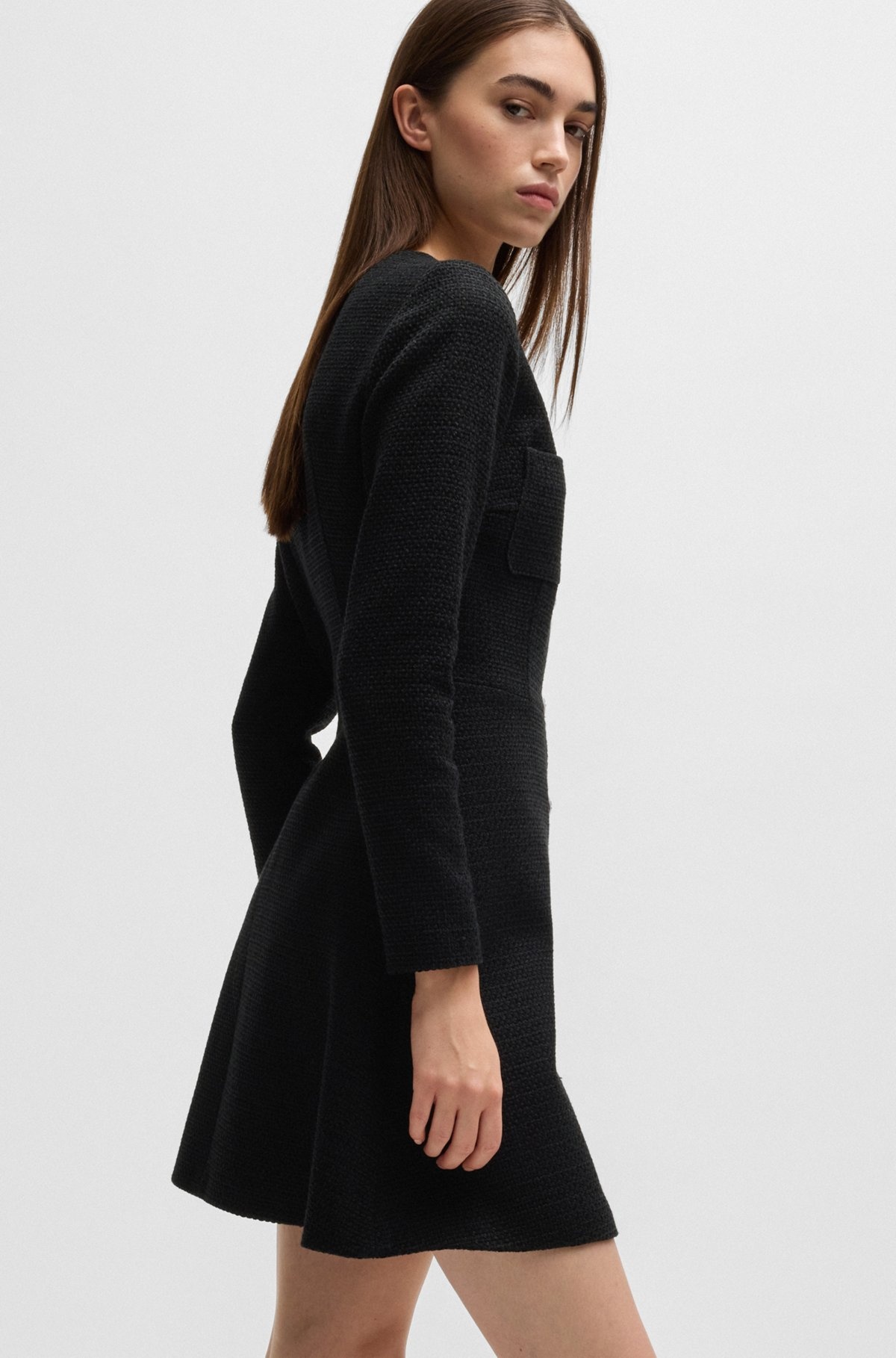 BOUCLÉ DRESS WITH LOGO BUTTONS - 6