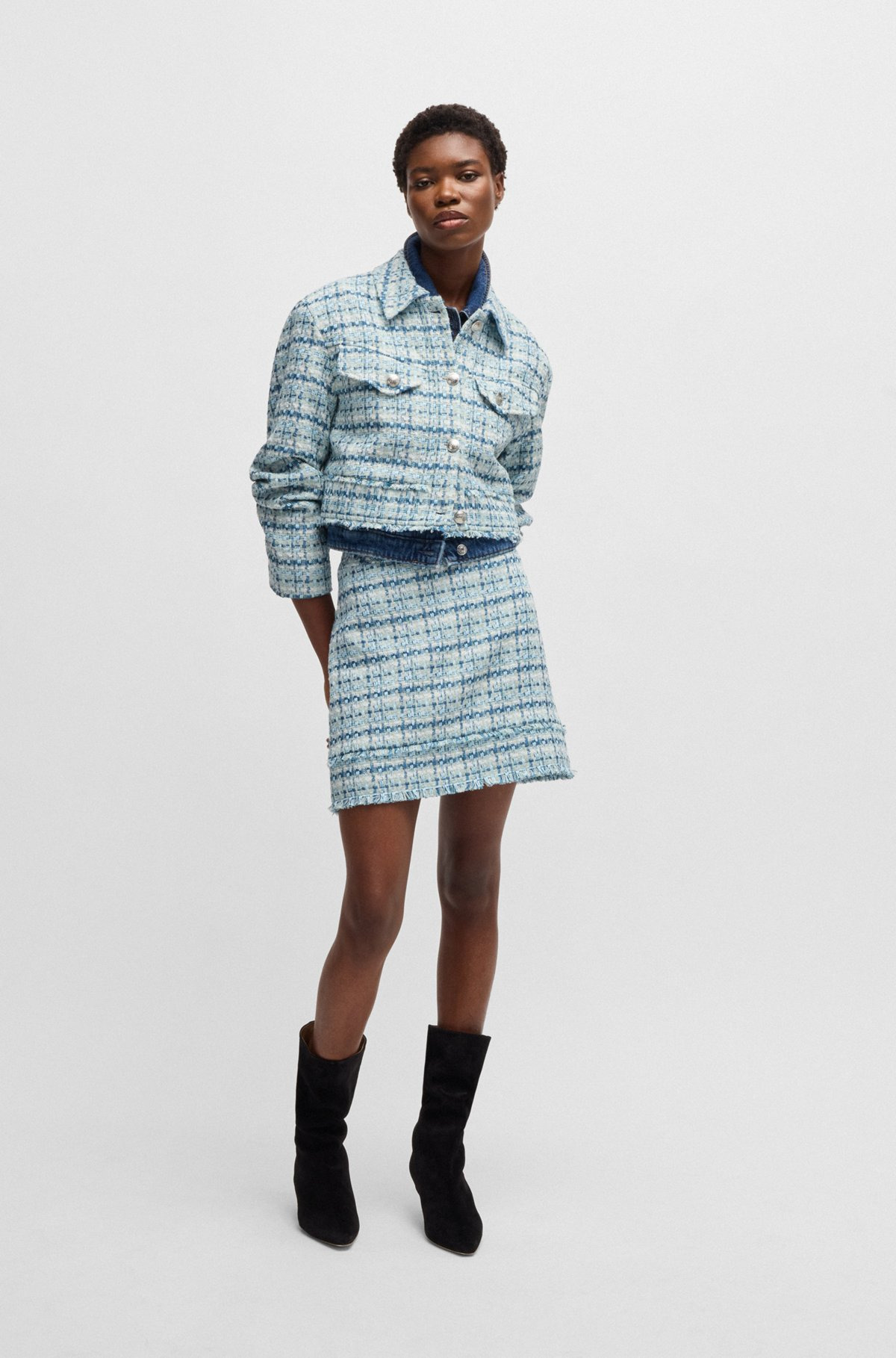 SLIM-FIT TWEED MINI SKIRT WITH FRINGING - 3
