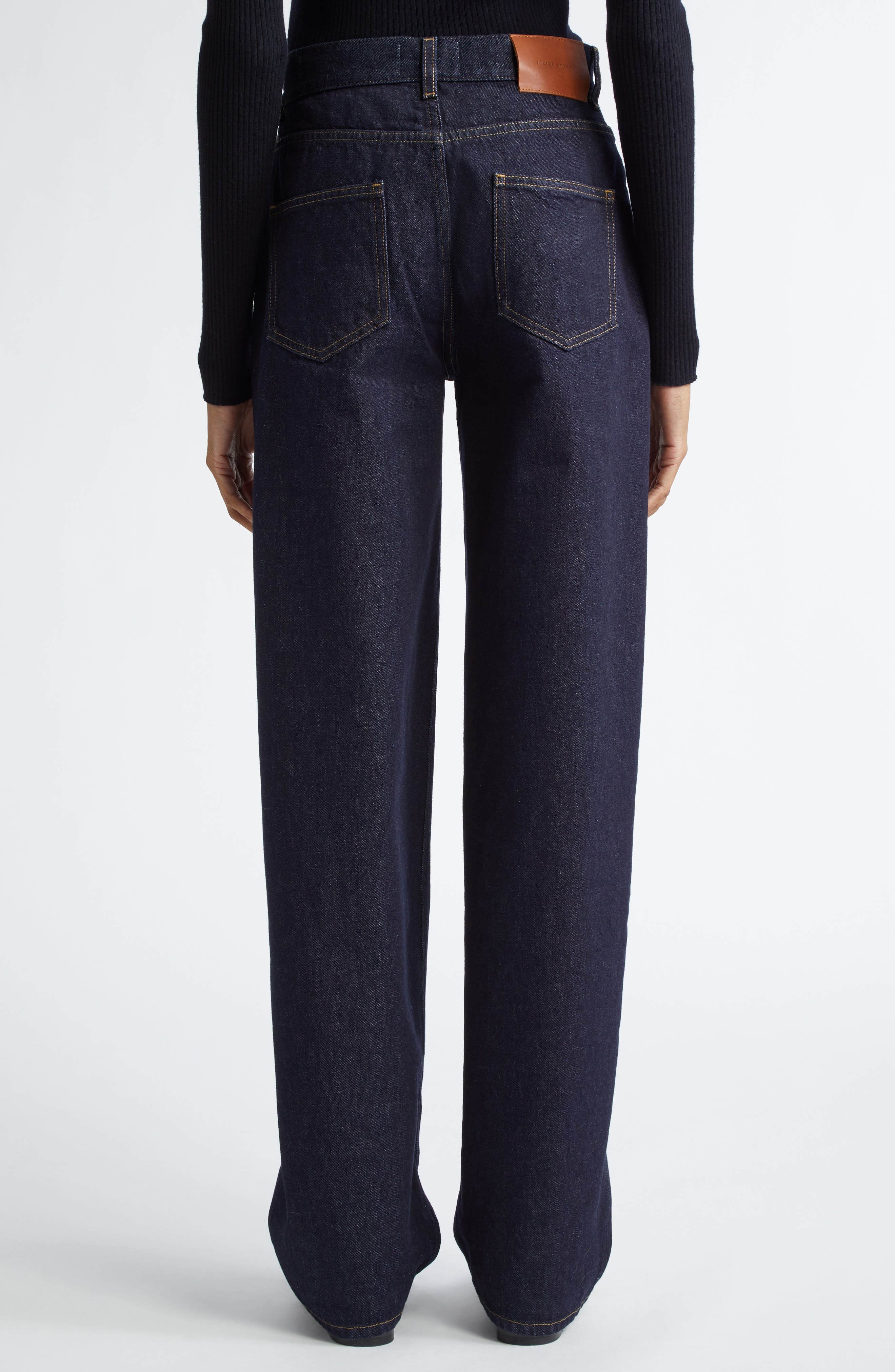 LOULOU DE SAISON Samur High Waist Tapered Leg Jeans in Raw Wash at Nordstrom - 3