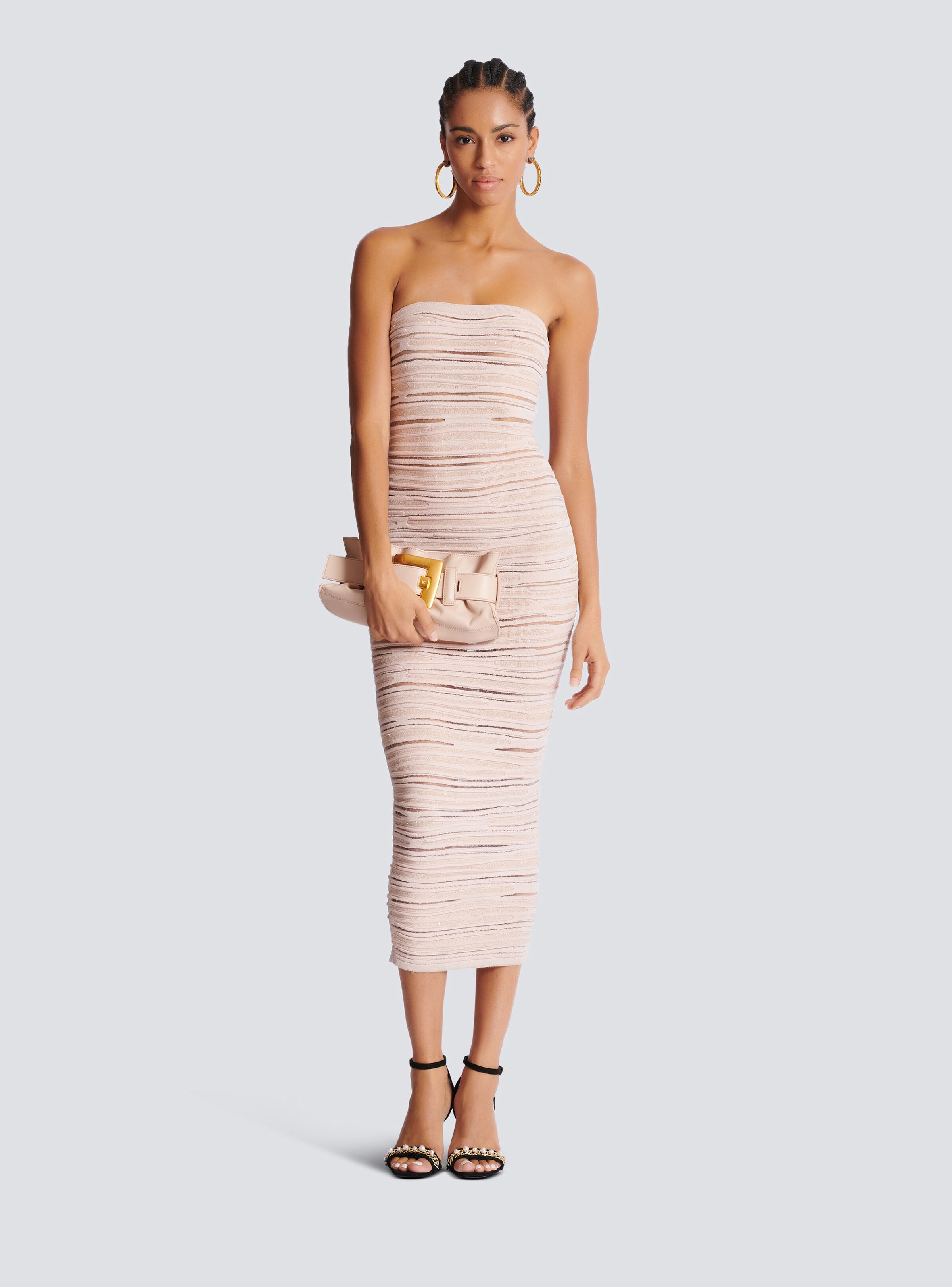 Strapless dress in shiny rolled knit - 2