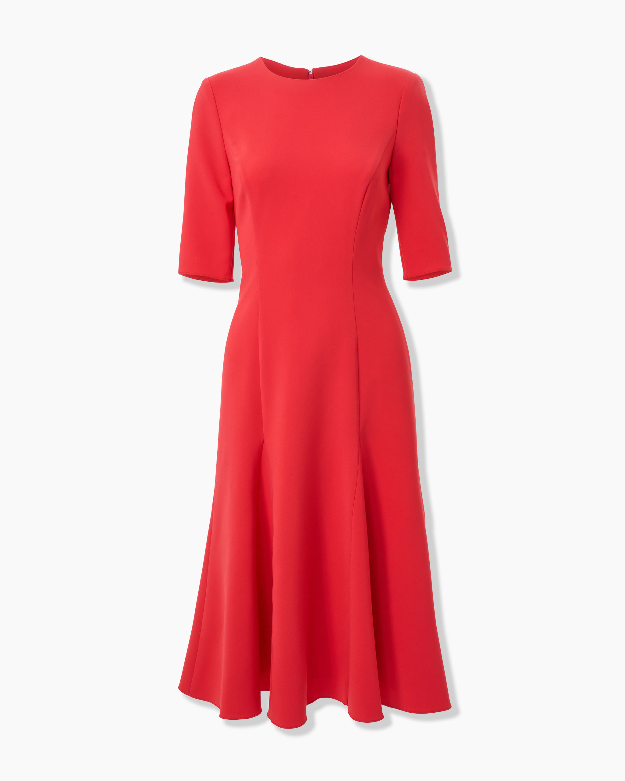 Three-Quarter Sleeve Godet Dress - 1