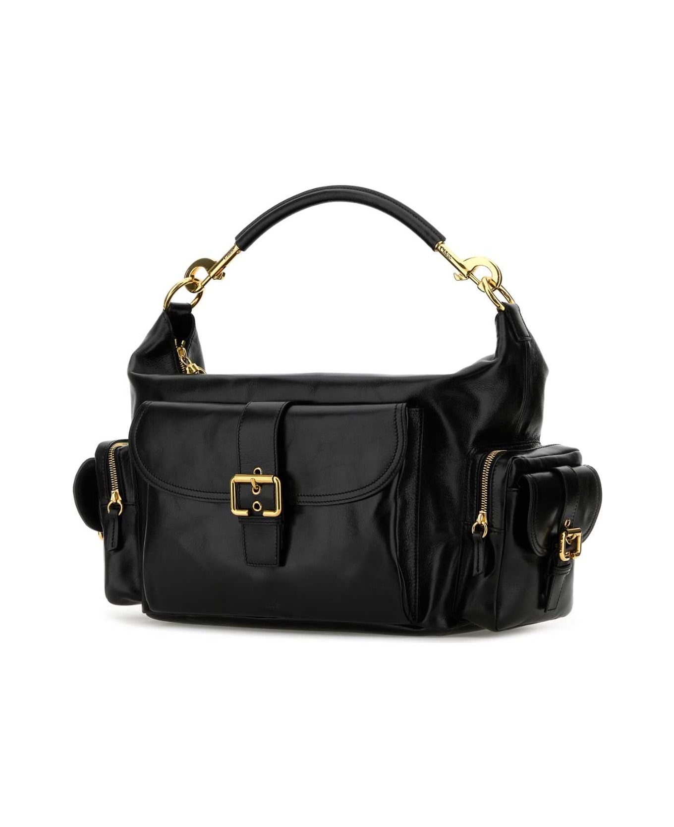 Black Leather Large Shopping Bag - 2