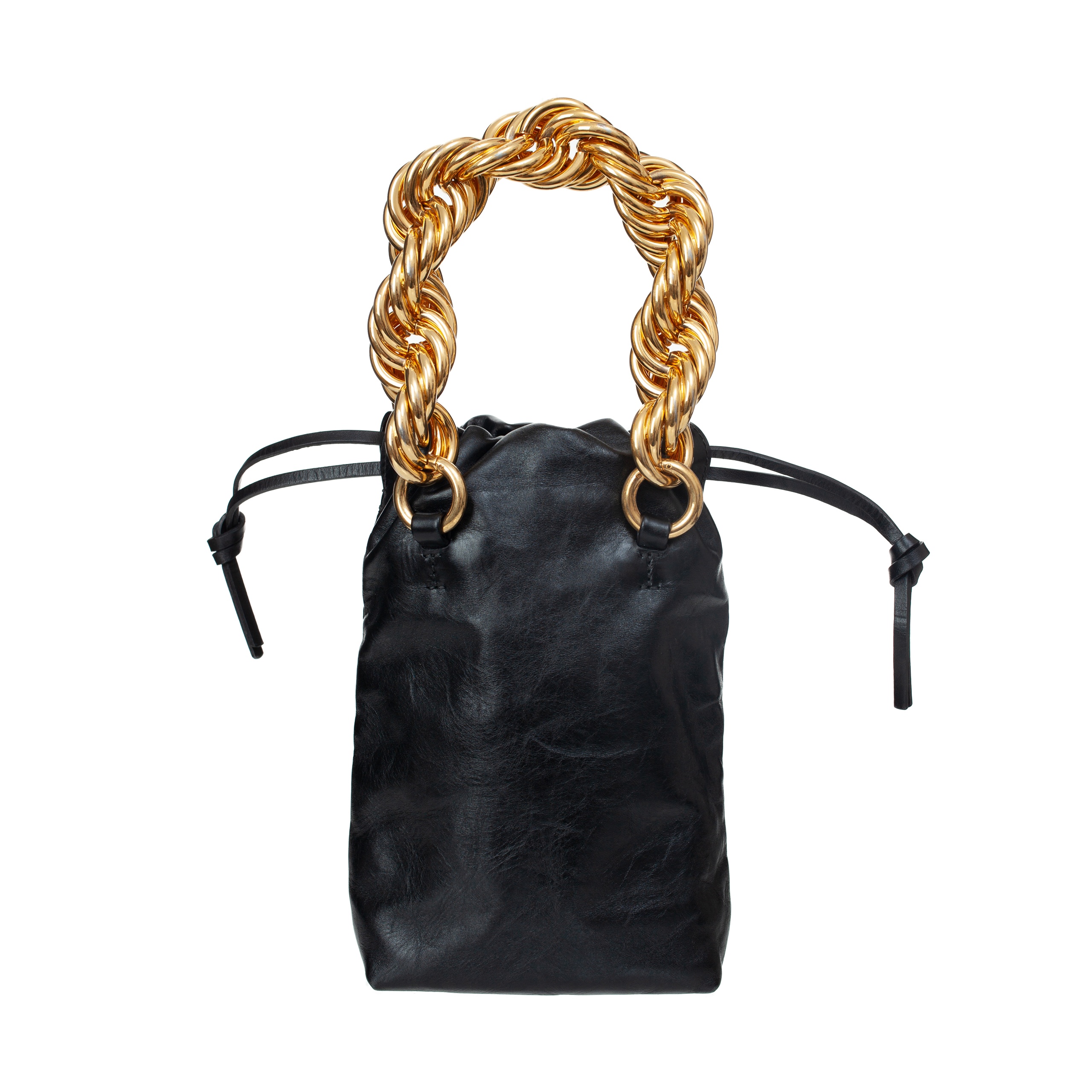 LEATHER BAG WITH GOLDEN HANDLE - 4