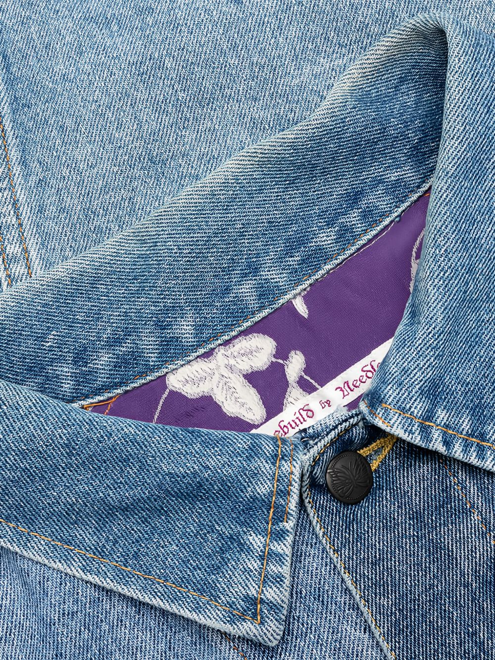 butterfly-print denim jacket - 4