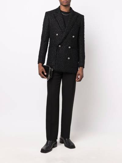 Balmain tweed double-breasted blazer outlook