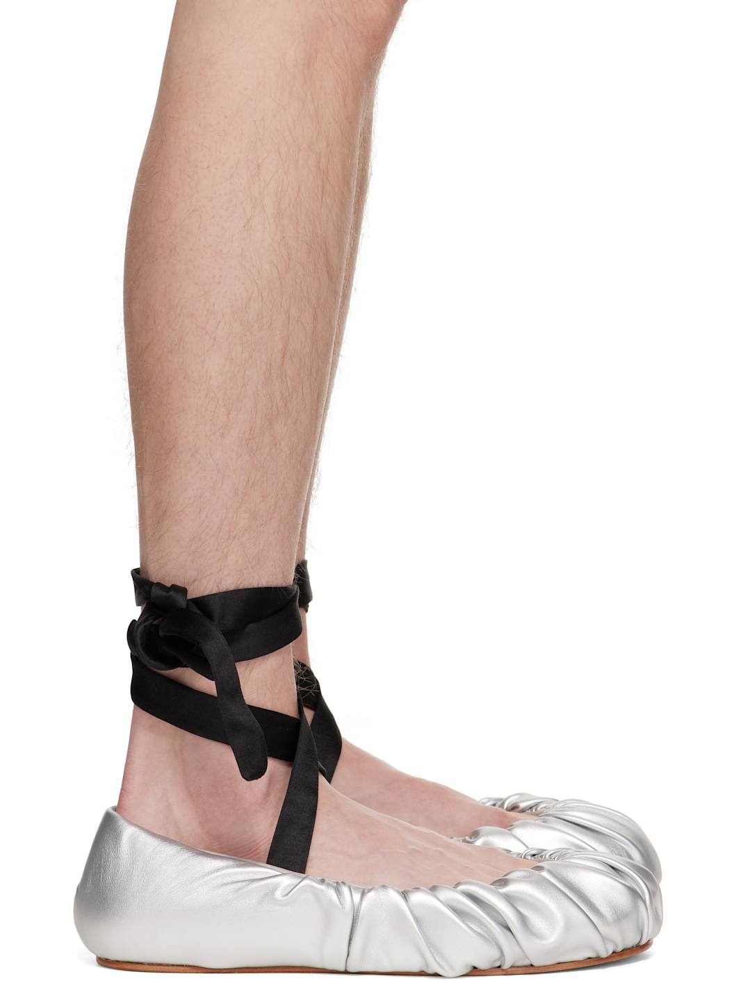 Silver Faux-Leather Ballerina Flats - 1