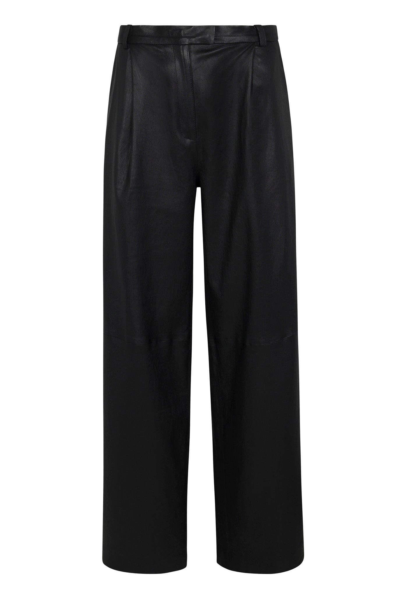 BLACK LEATHER PALOMA PLEATED TROUSERS - 6