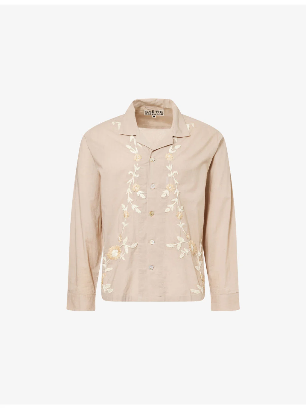 Floral-Embroidered Classic-Collar Cotton Shirt - 1