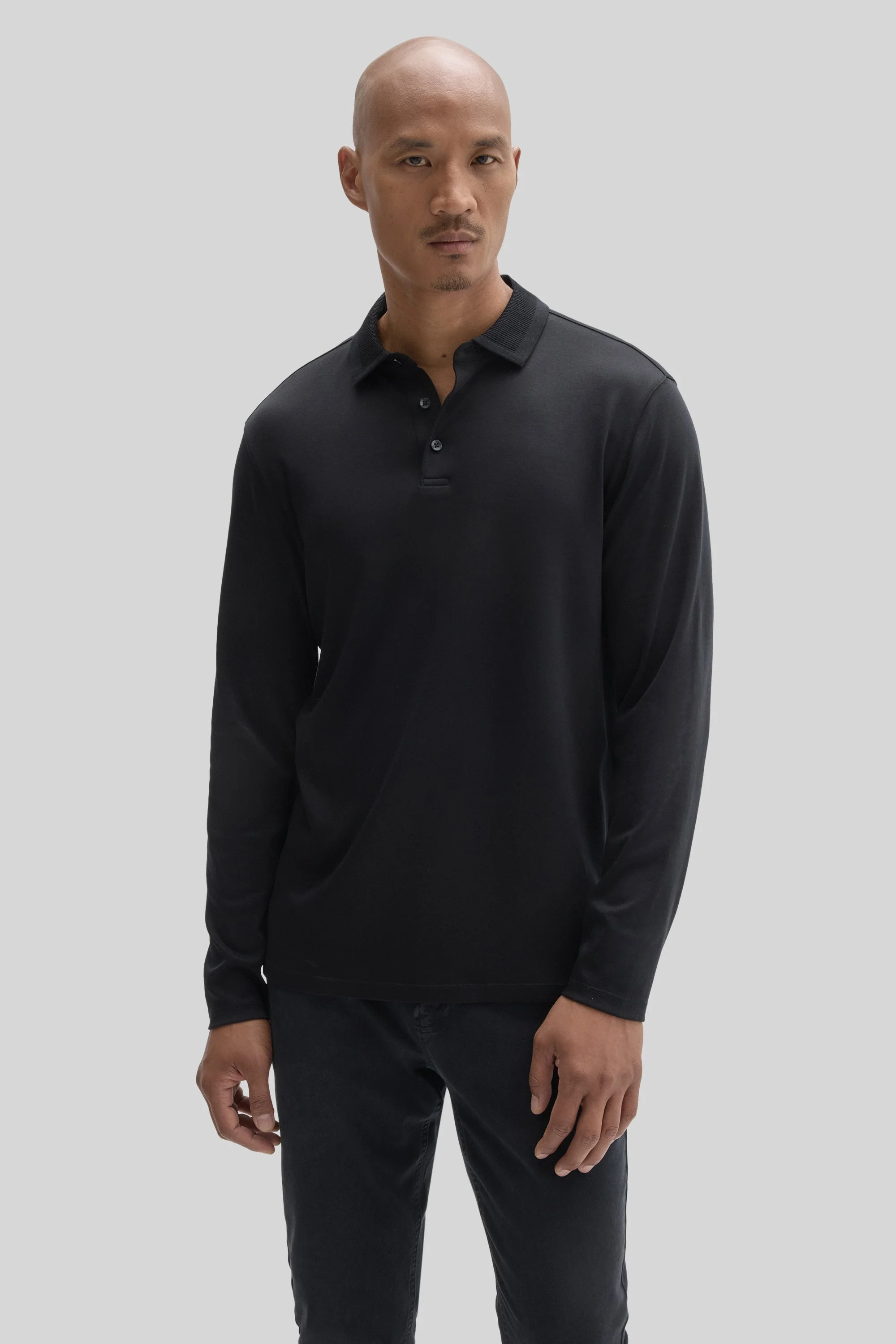 The Barakett Long Sleeve Textured Collar Polo - 1