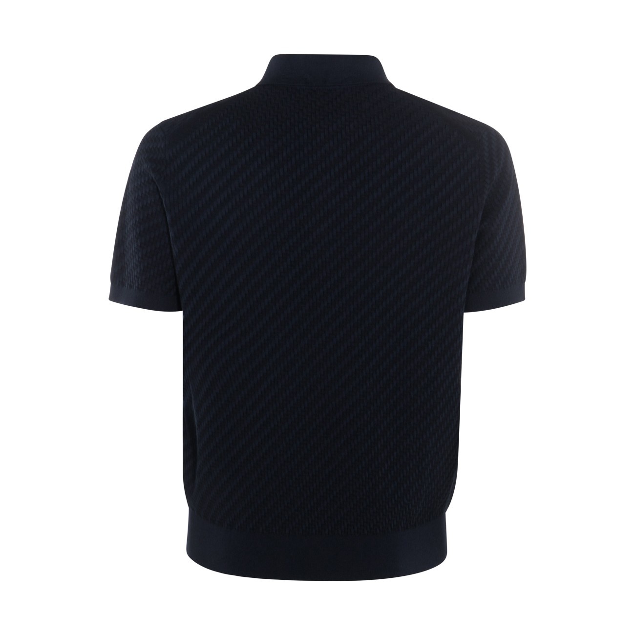 navy blue cotton blend polo shirt - 2
