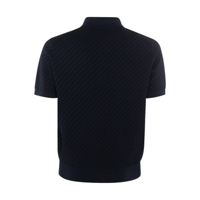 Brioni navy blue cotton blend polo shirt outlook