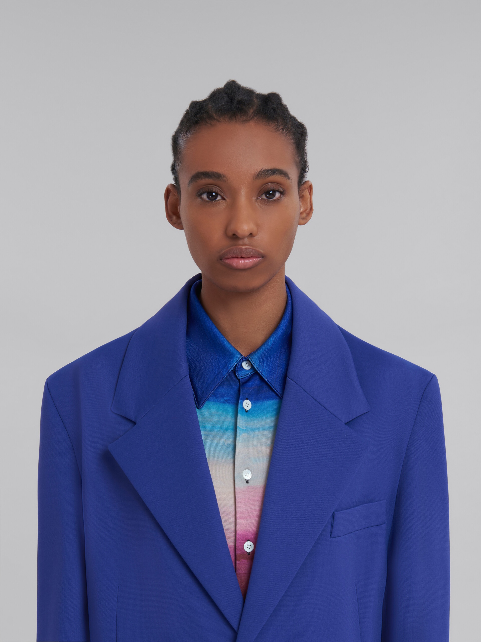 PURPLE SINGLE-BREASTED JERSEY COAT - 4