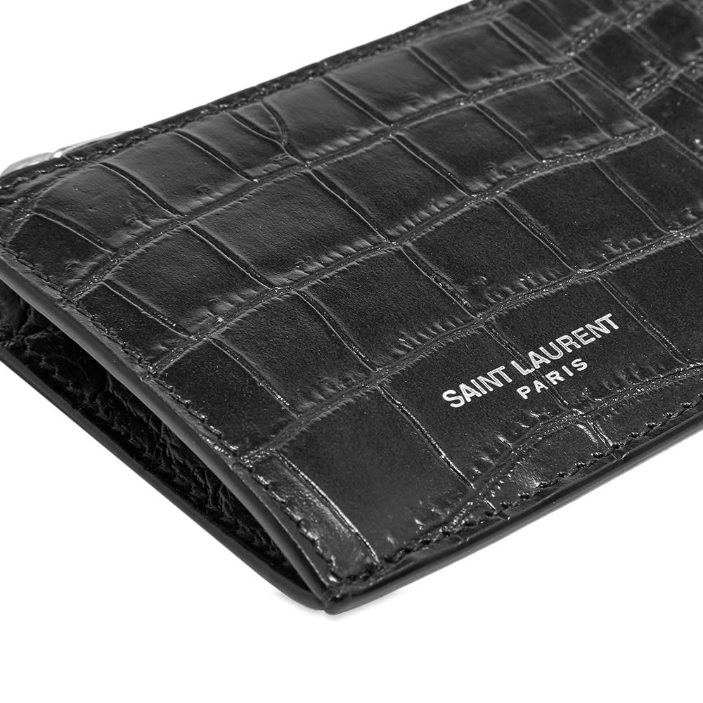 Saint Laurent Croc Leather Zip Card Case - 3