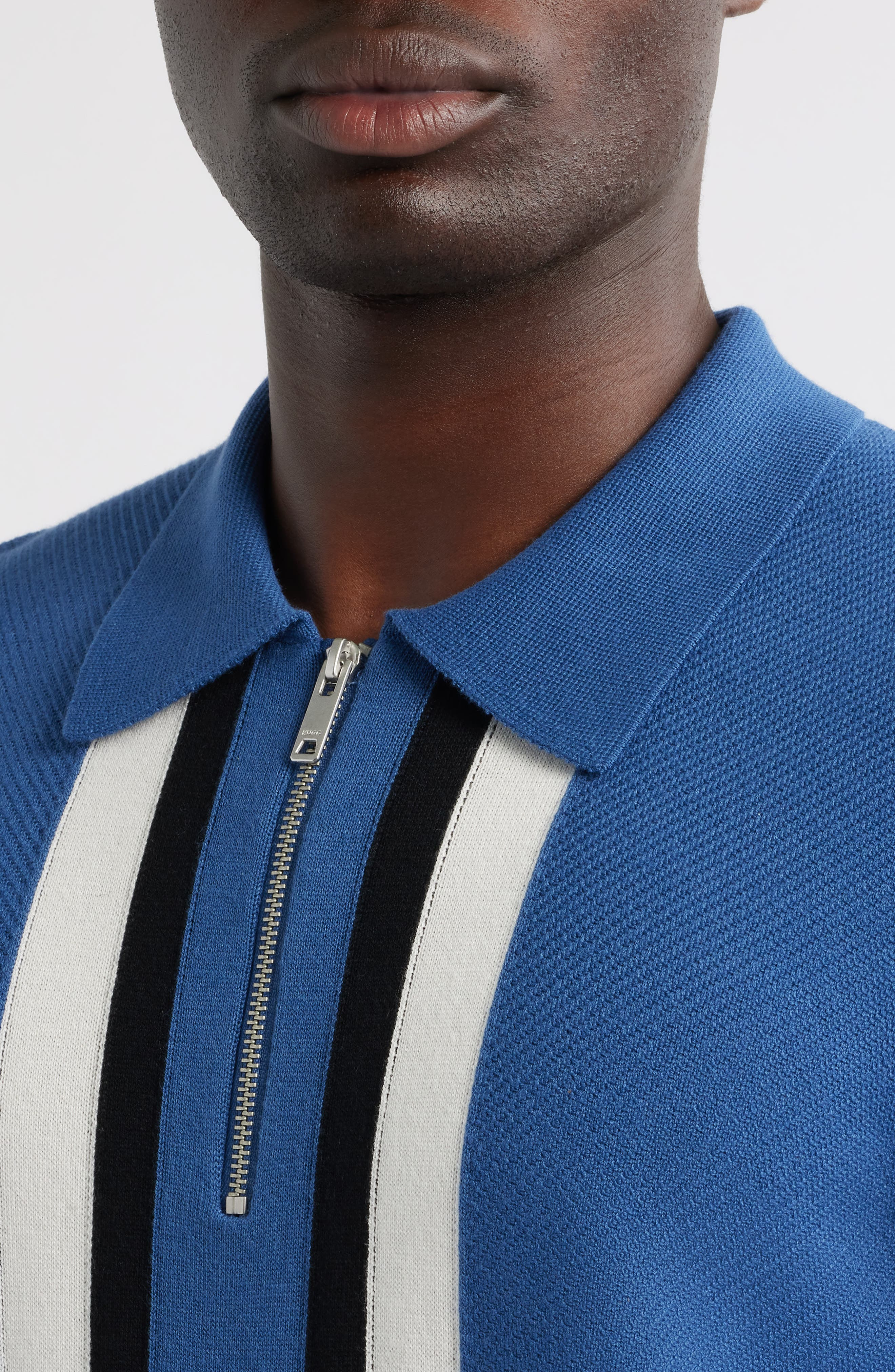 HUGO Sholpone Half Zip Polo in Medium Blue at Nordstrom - 4