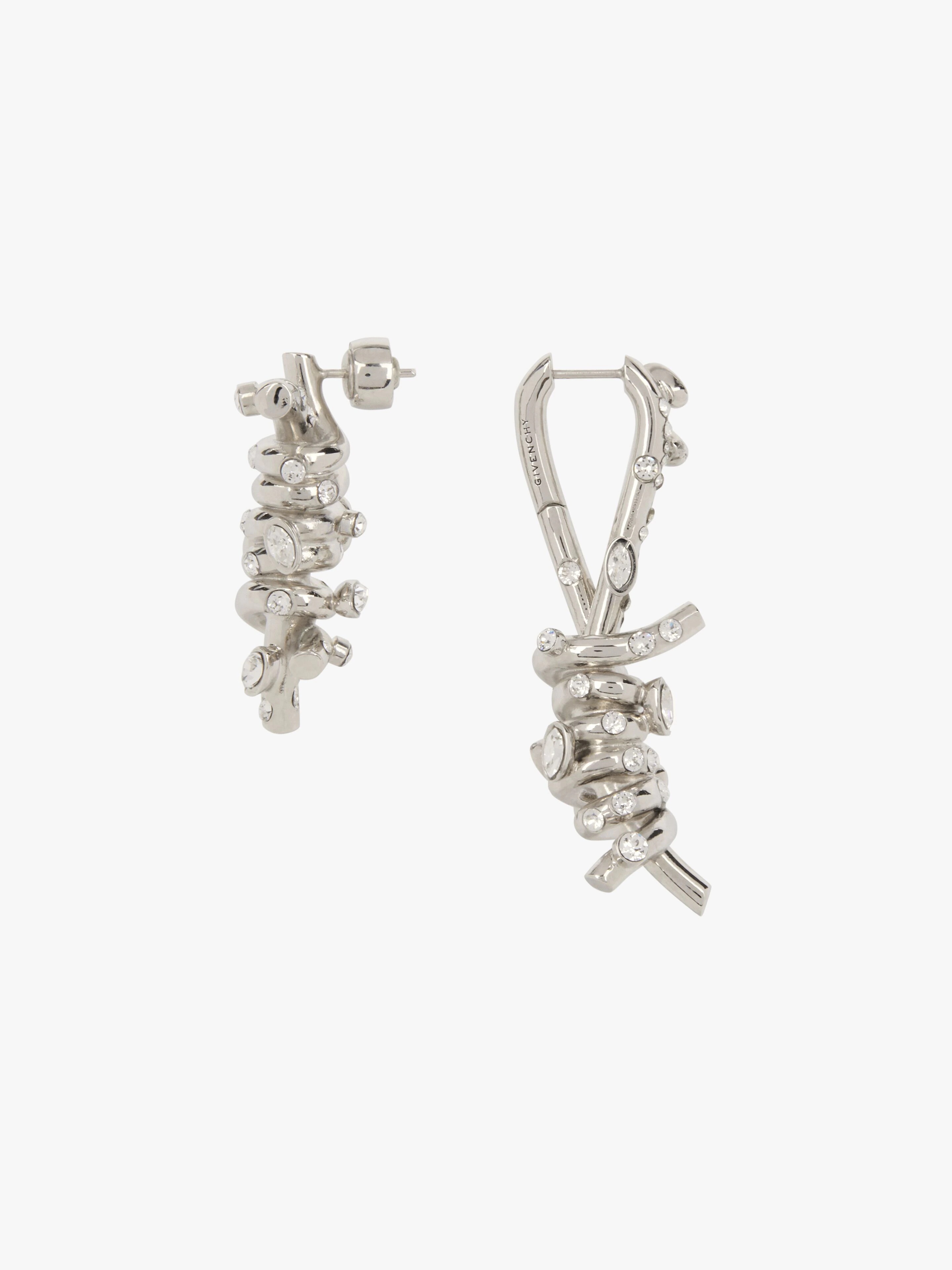 TWISTED ASYMMETRICAL EARRING IN METAL WITH CRYSTALS - 4