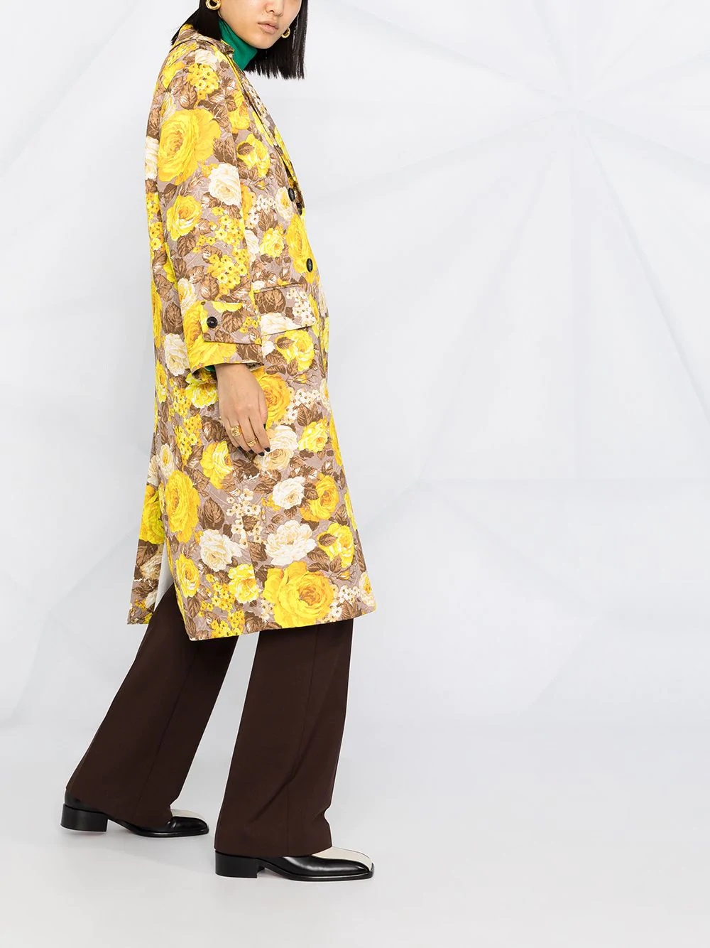 floral pattern trench coat - 6