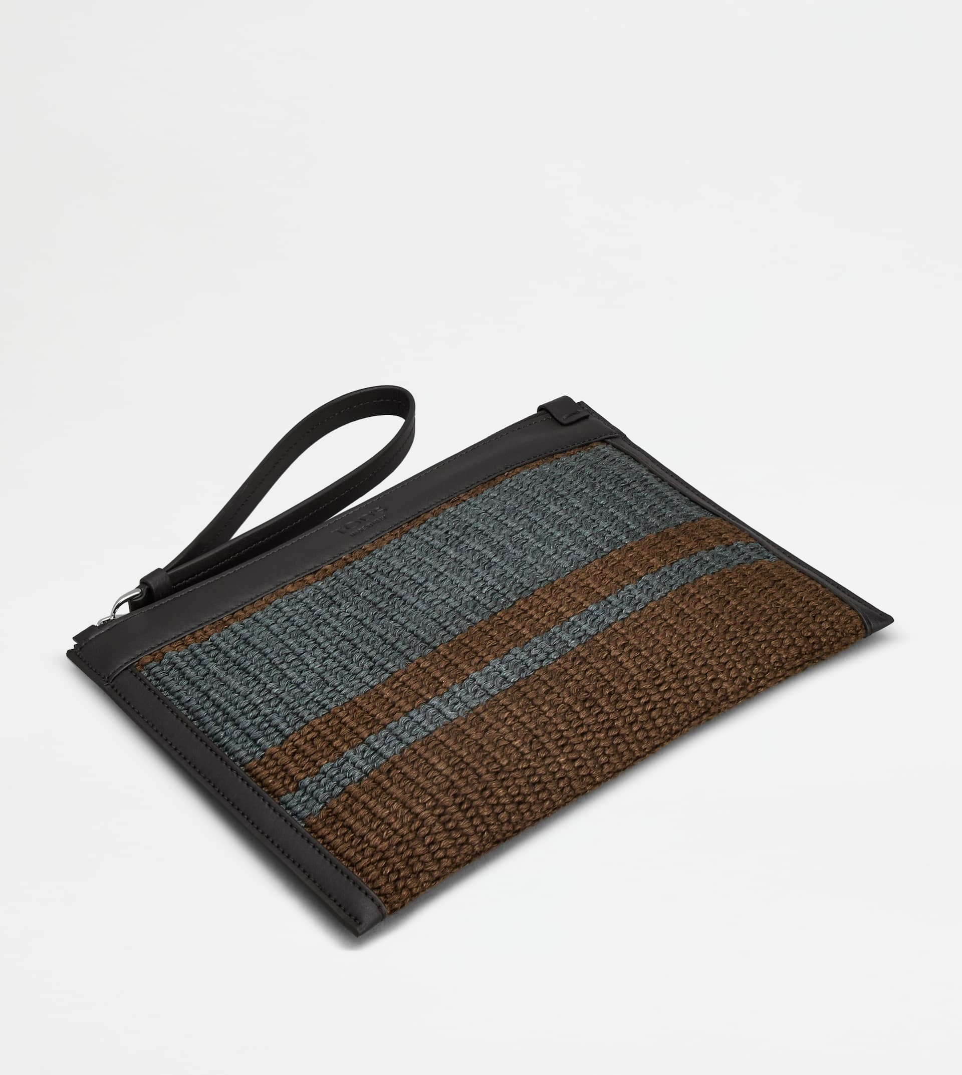 POUCH IN FABRIC AND LEATHER - BLACK, BEIGE - 5