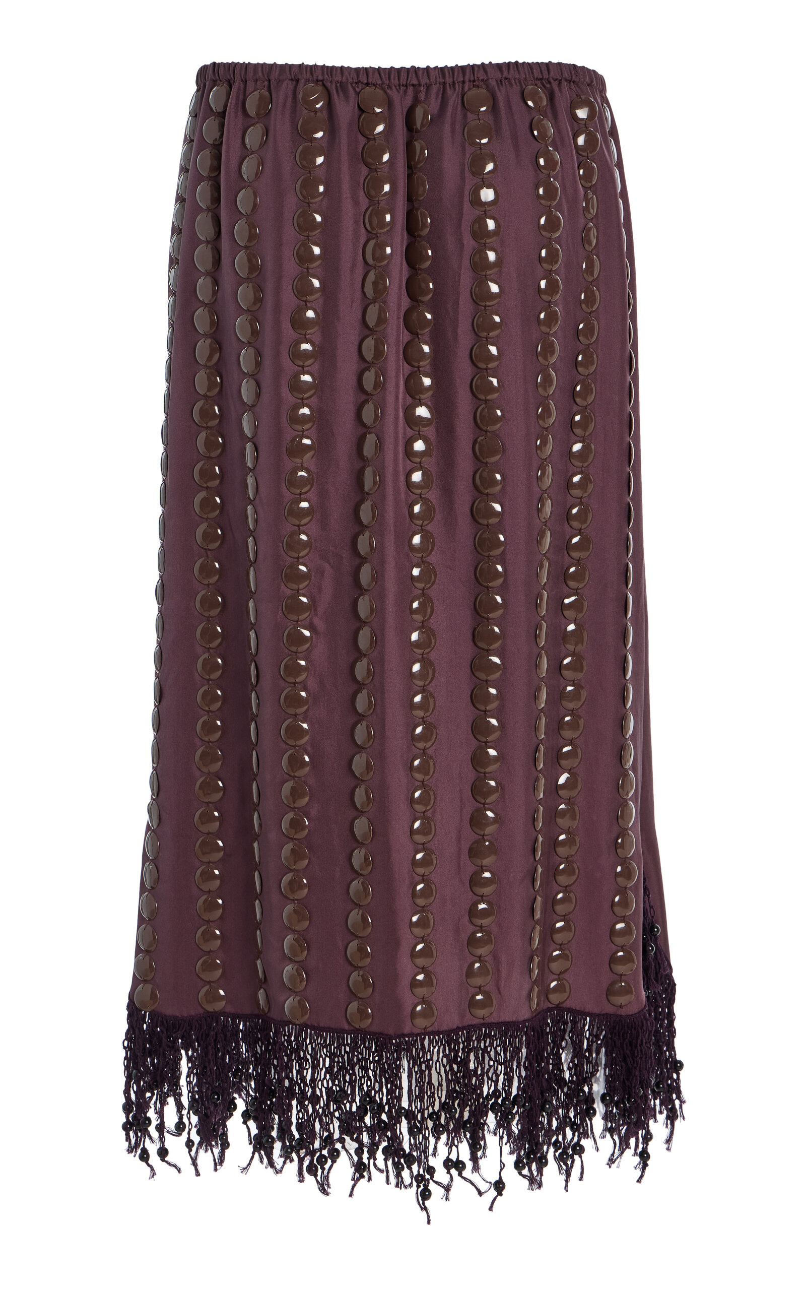 Coverley Embellished Silk Twill Midi Skirt berry - 5