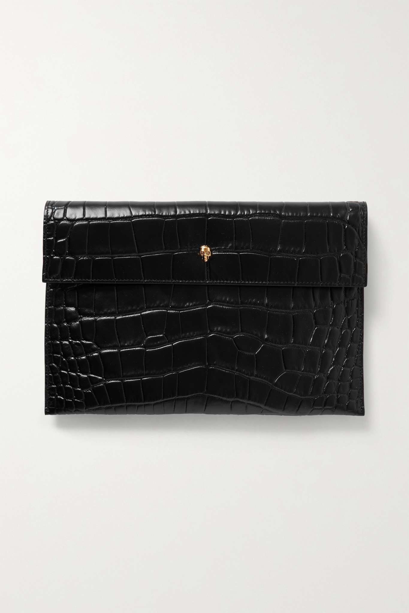 Envelope croc-effect leather pouch - 1