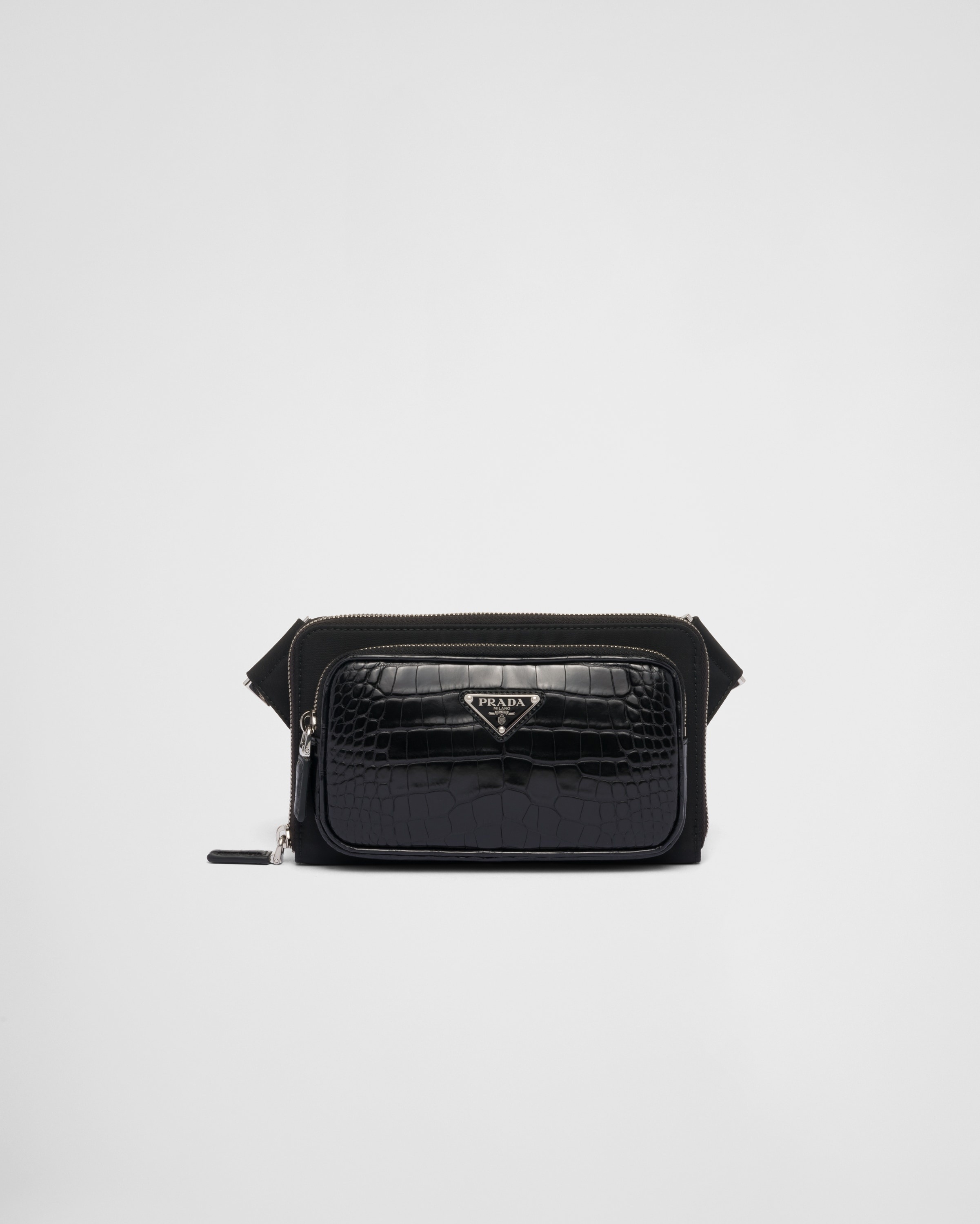 Re-Nylon and crocodile leather shoulder bag - 1