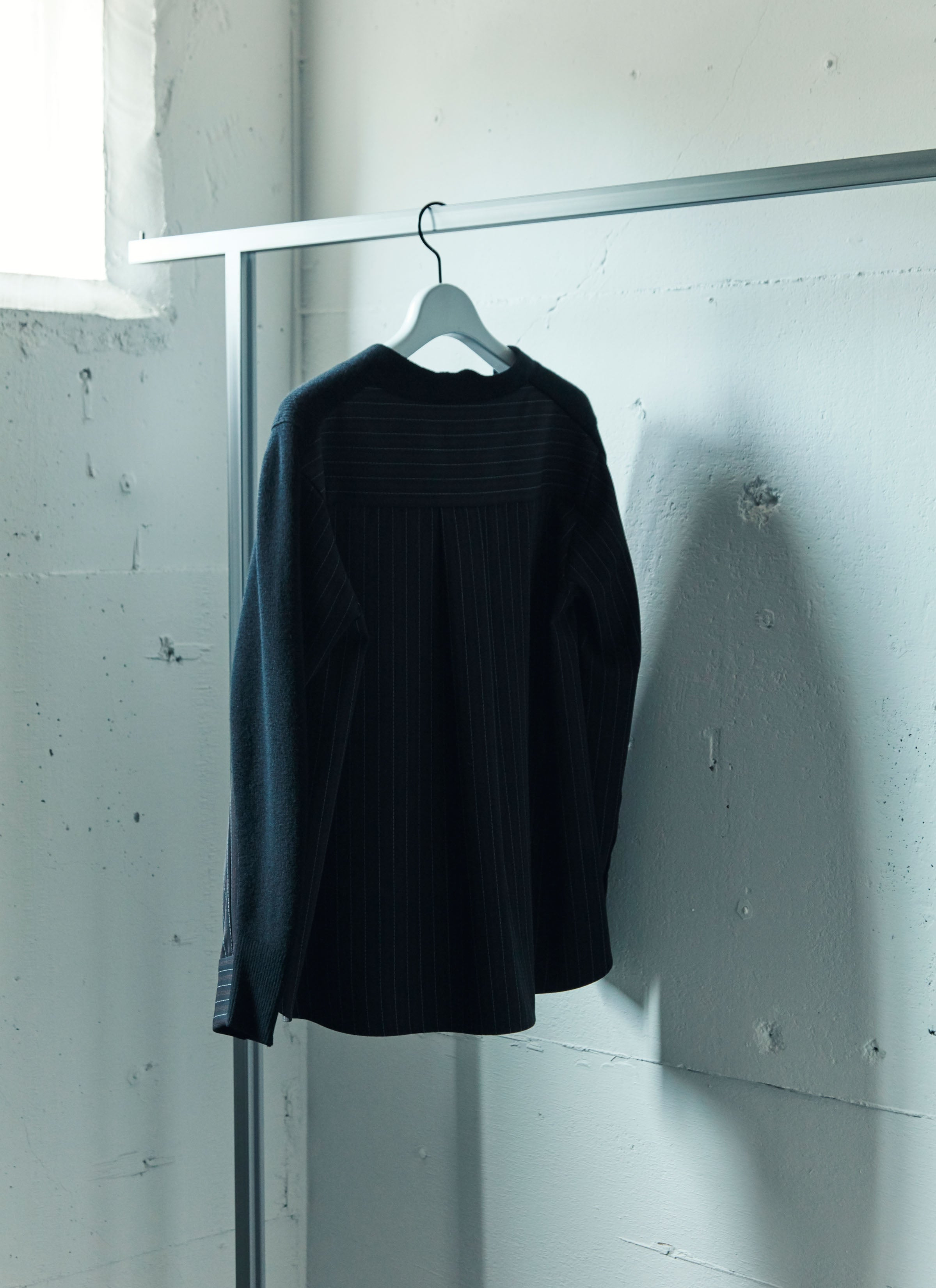 Stripe Doeskin x Wool Knit Cardigan - 5