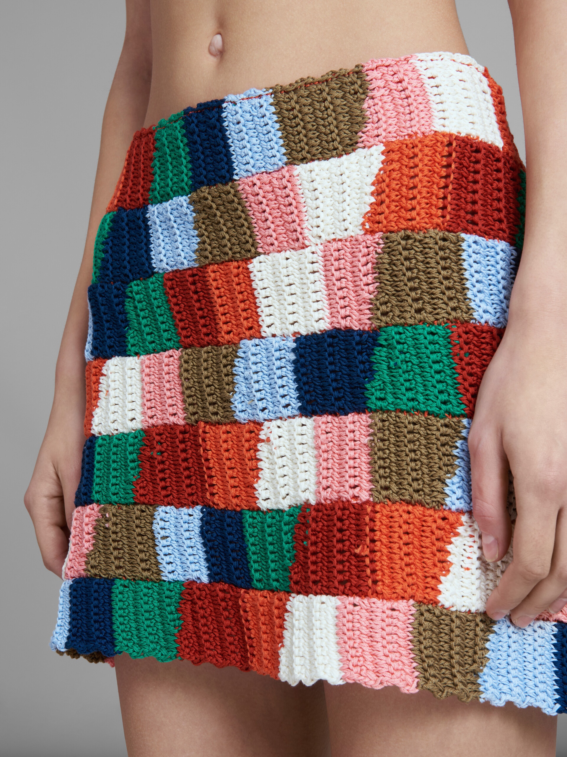 MARNI X NO VACANCY INN - MULTICOLOUR COTTON-KNIT SHORT SKIRT - 4