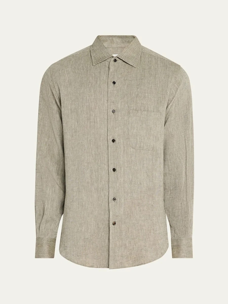 Men's Andre Summer Linen Casual Button-Down Shirt - 1