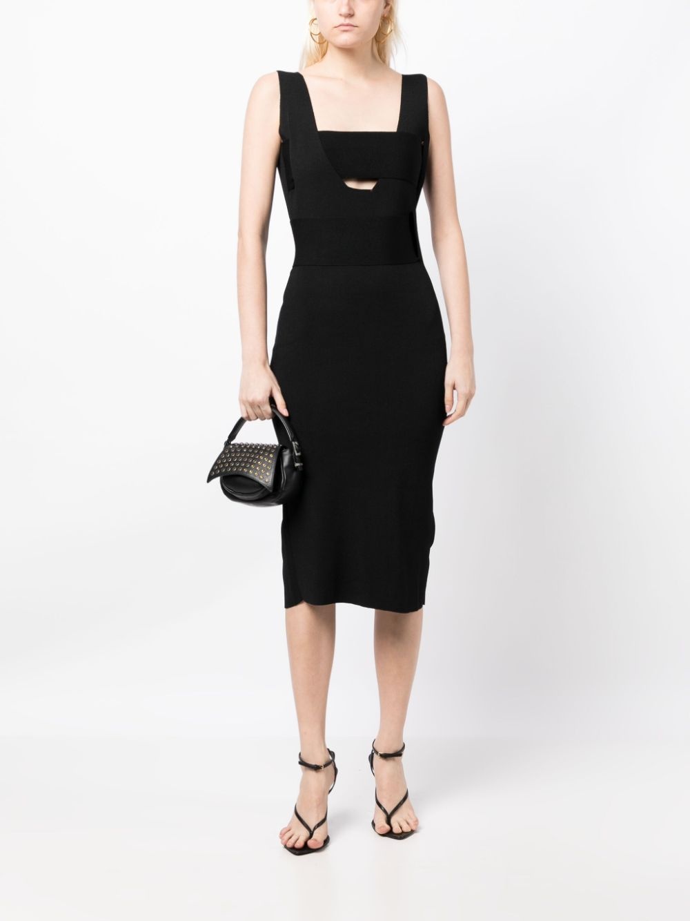 square-neck knitted midi dress - 2