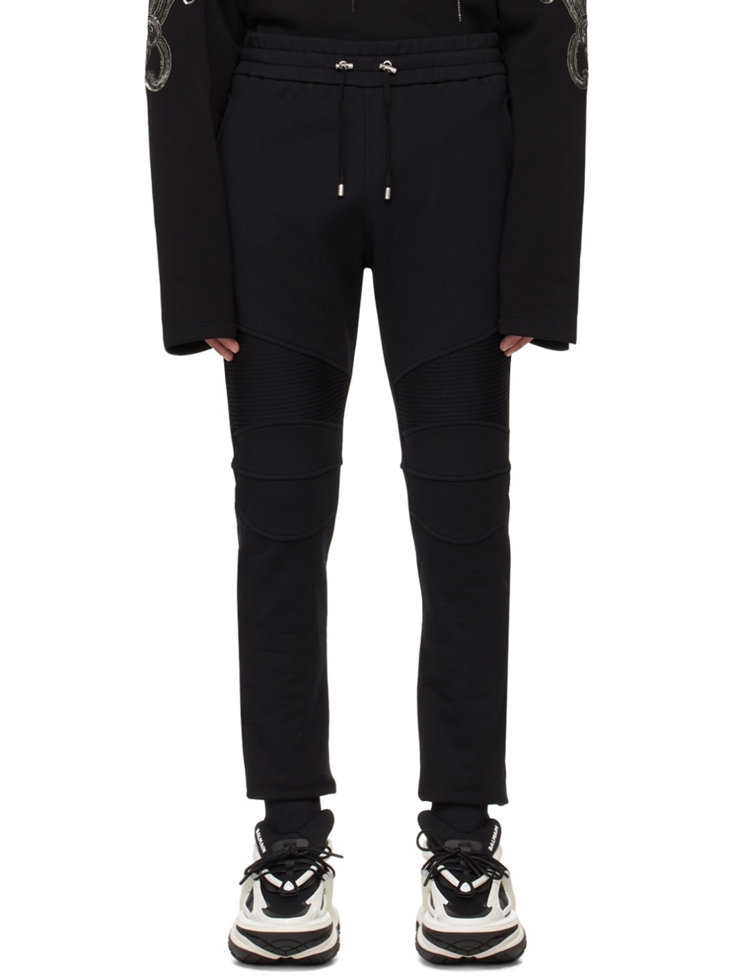 Black Flocked Sweatpants - 1