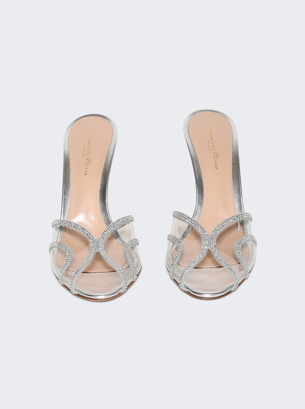 Burma Glass Peep Toe Heels Silver - 5