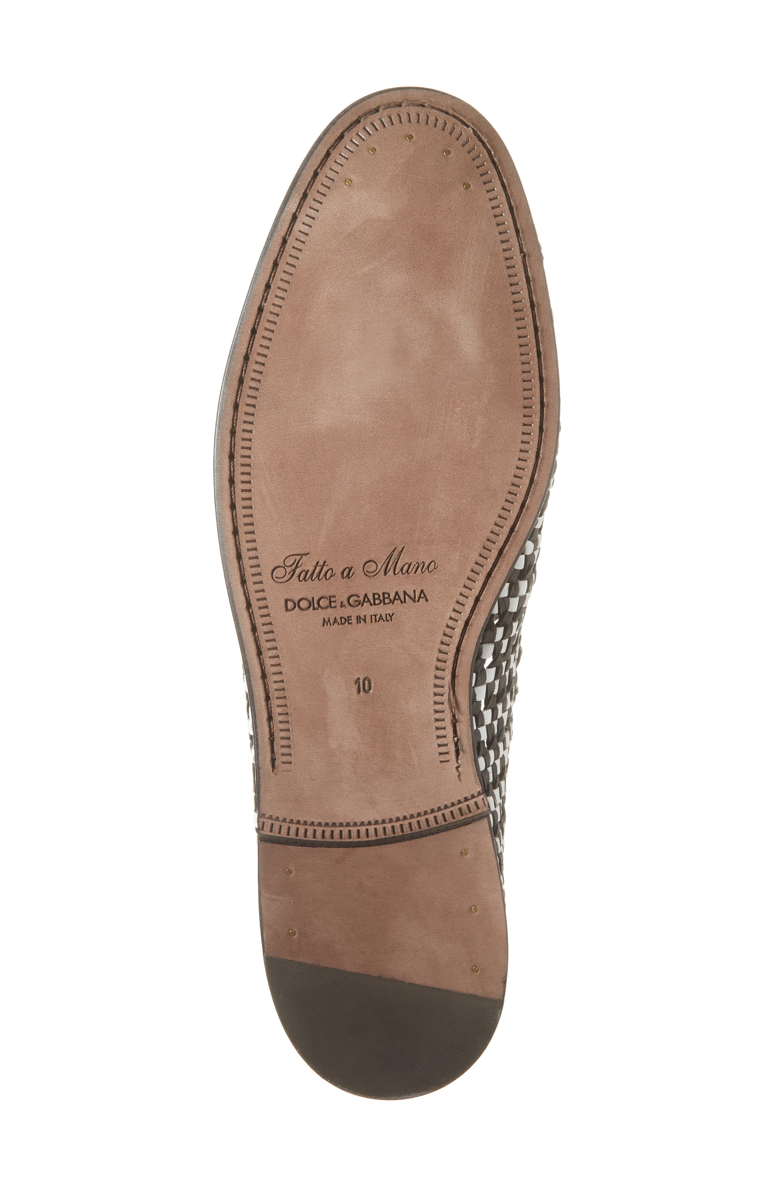 Dolce&Gabbana Woven Leather Slipper Loafer in Bianco/Nero at Nordstrom - 6