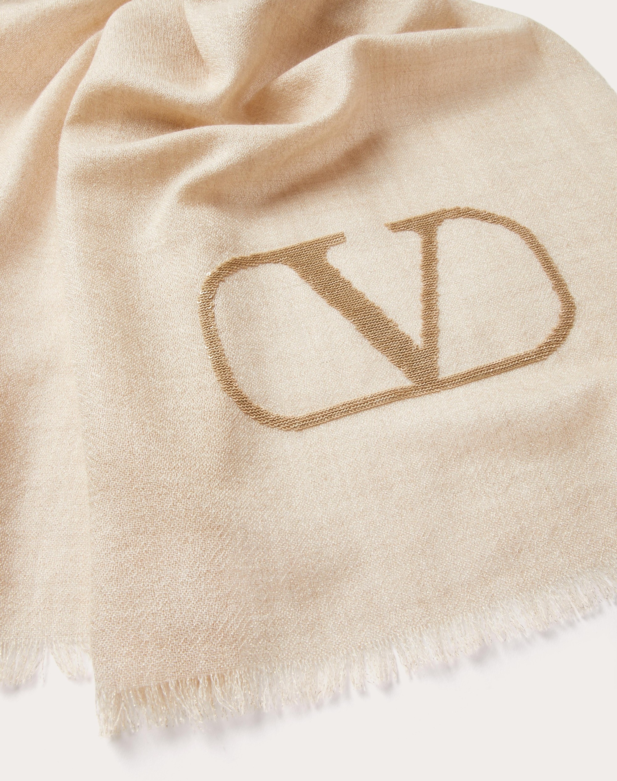 VLOGO SIGNATURE CASHMERE AND SILK SHAWL WITH LUREX LOGO - 2