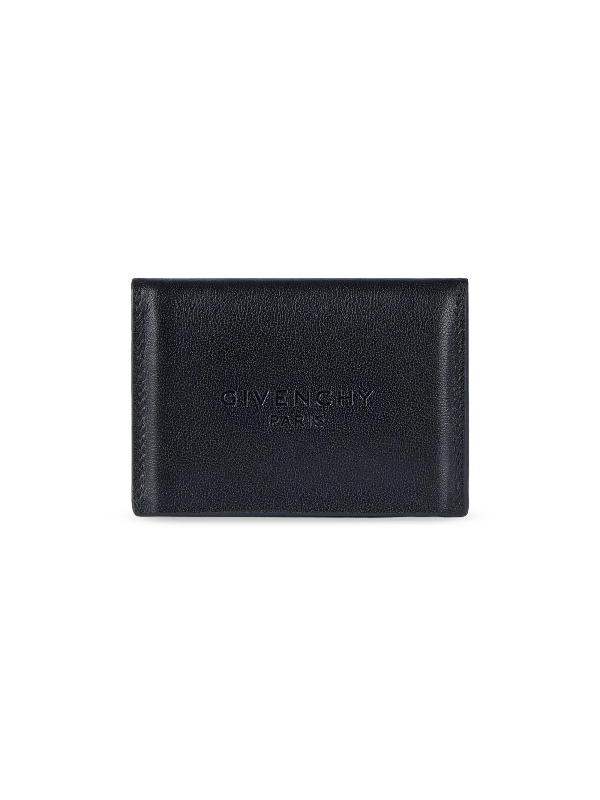 Men's Antigona Stamped Flap Card Holder in Leather - Black - 1