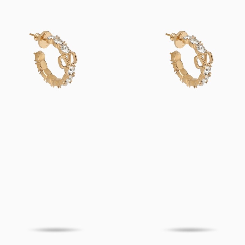 Valentino Garavani Vlogo Signature Gold Earrings With Crystals Women - 1