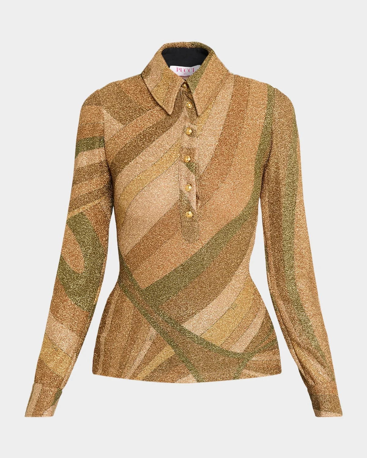 Iride-Print Lame Jersey Polo Shirt - 1