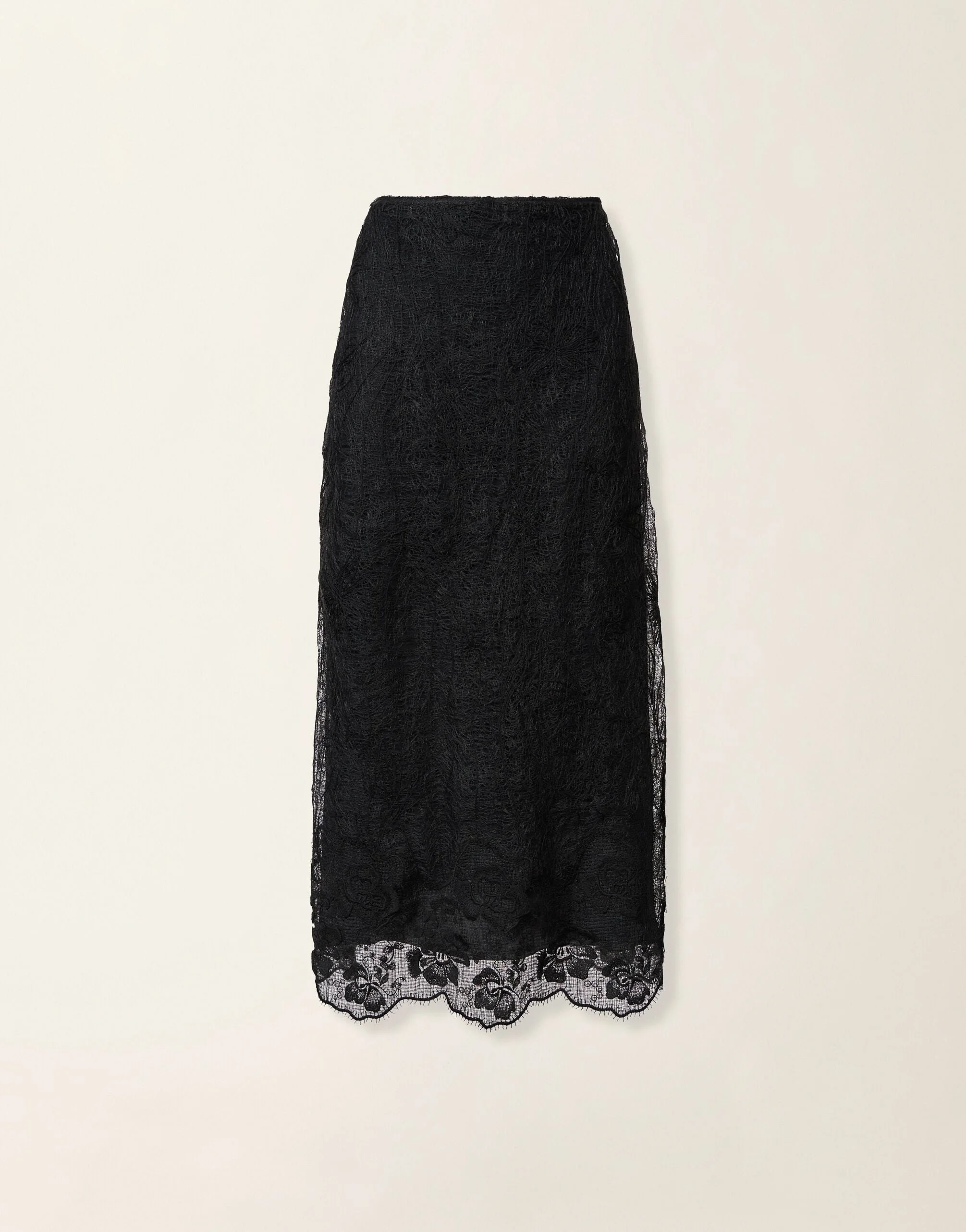 Flared midi skirt in embroidered lace - 1