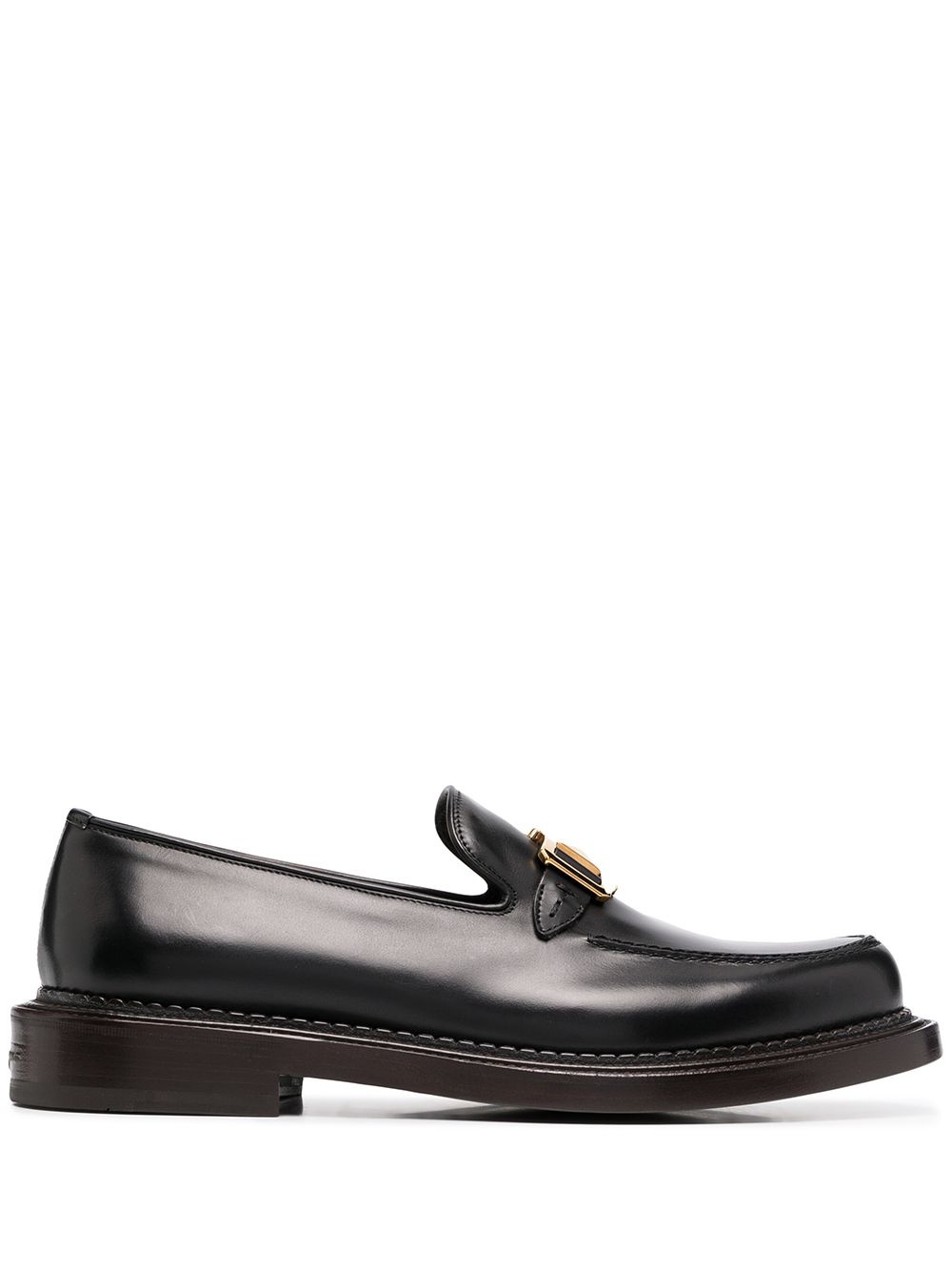 Gancini and stud leather loafers - 1