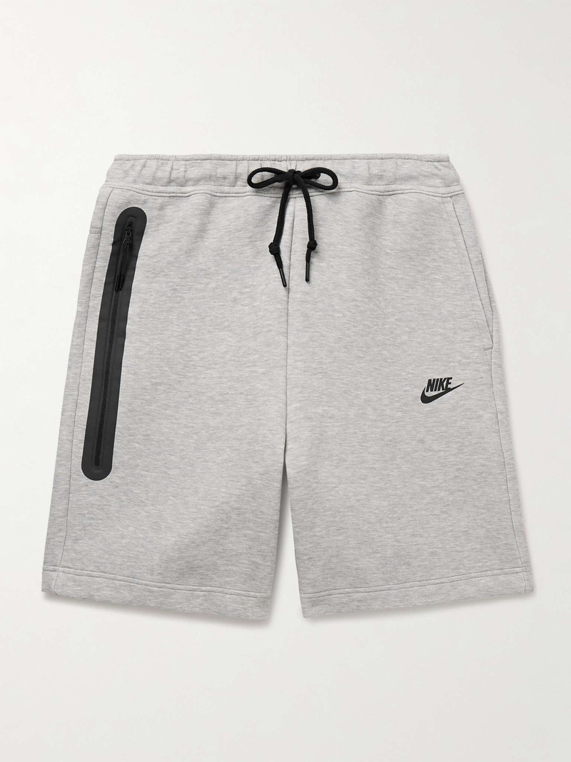Straight-Leg Logo-Print Cotton-Blend Tech Fleece Drawstring Shorts - 1