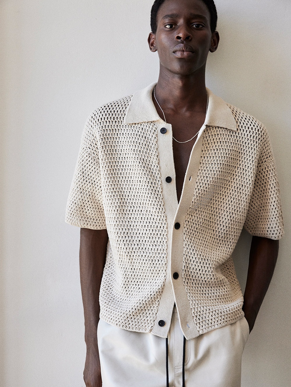 Open Weave Cardigan in Ecru - 4