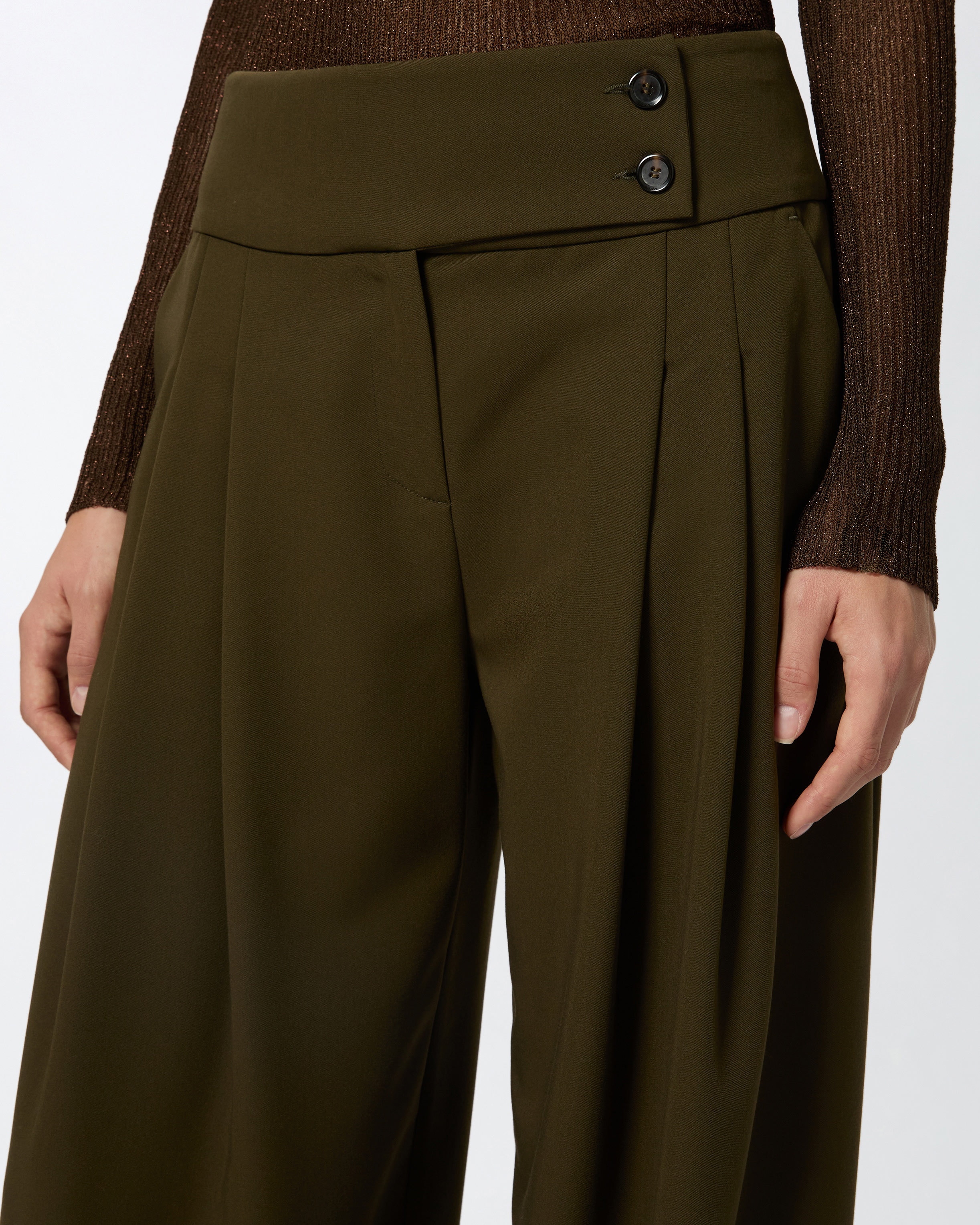 ELEGANT WIDE-LEG TROUSERS WITH DARTS - 5