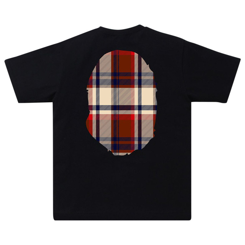 A BATHING APE® BAPE Check Big Ape Head Tee 'Black/Red' outlook