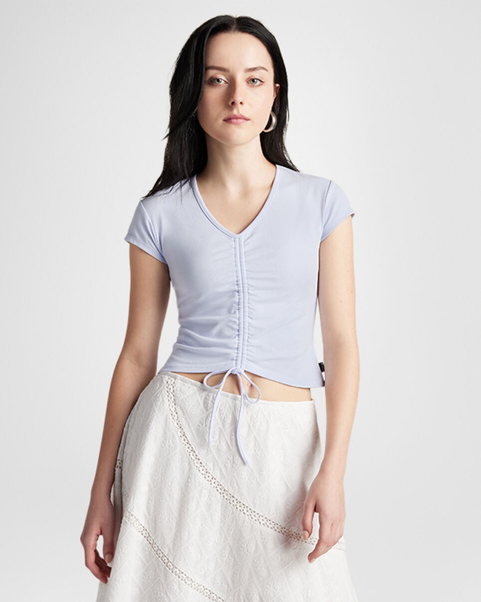 Drawstring Ruched Short Sleeve Top - 1