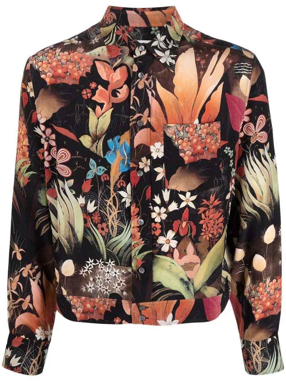 floral-print long-sleeve shirt - 1