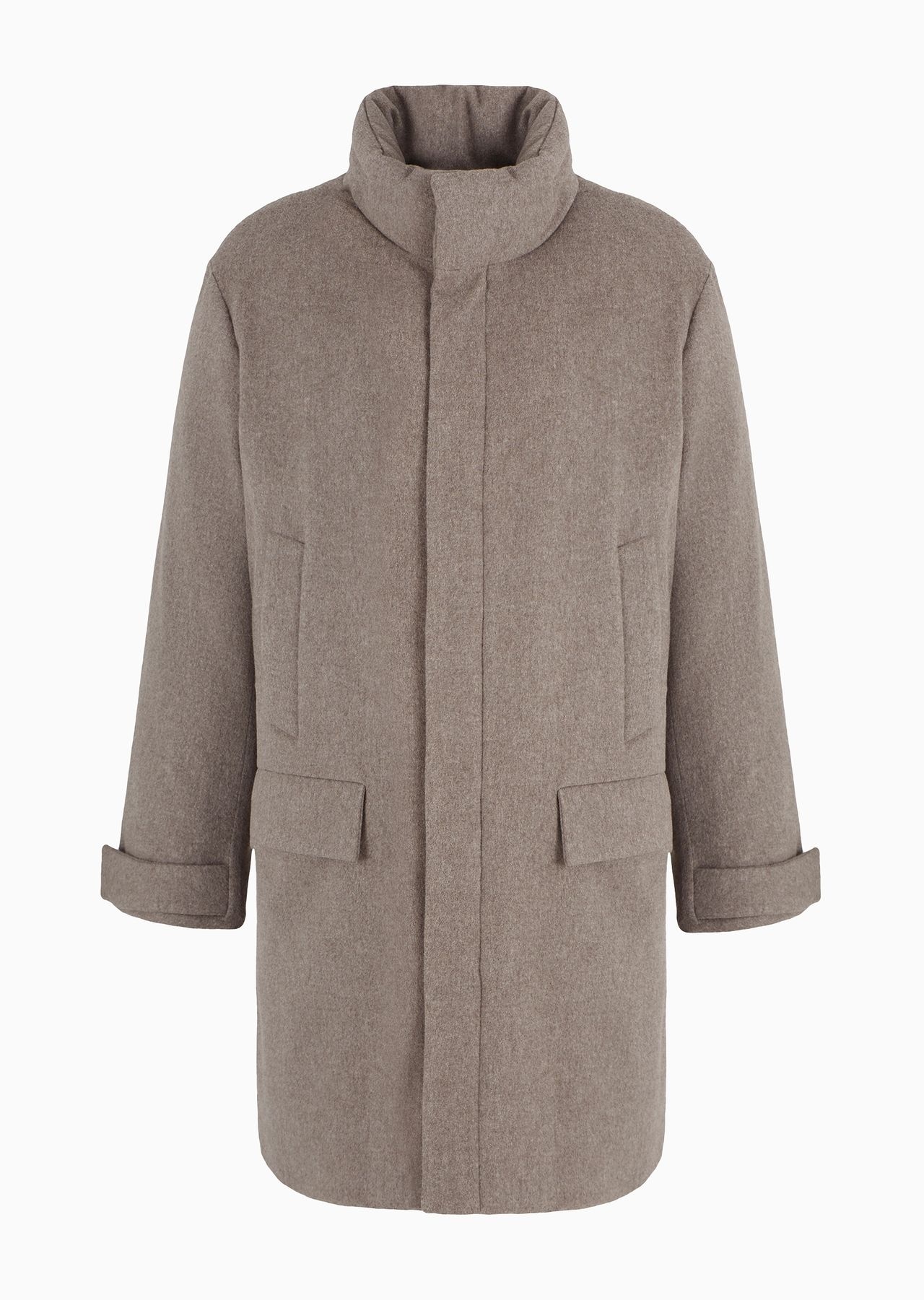 Long cashmere pea coat with down padding - 1