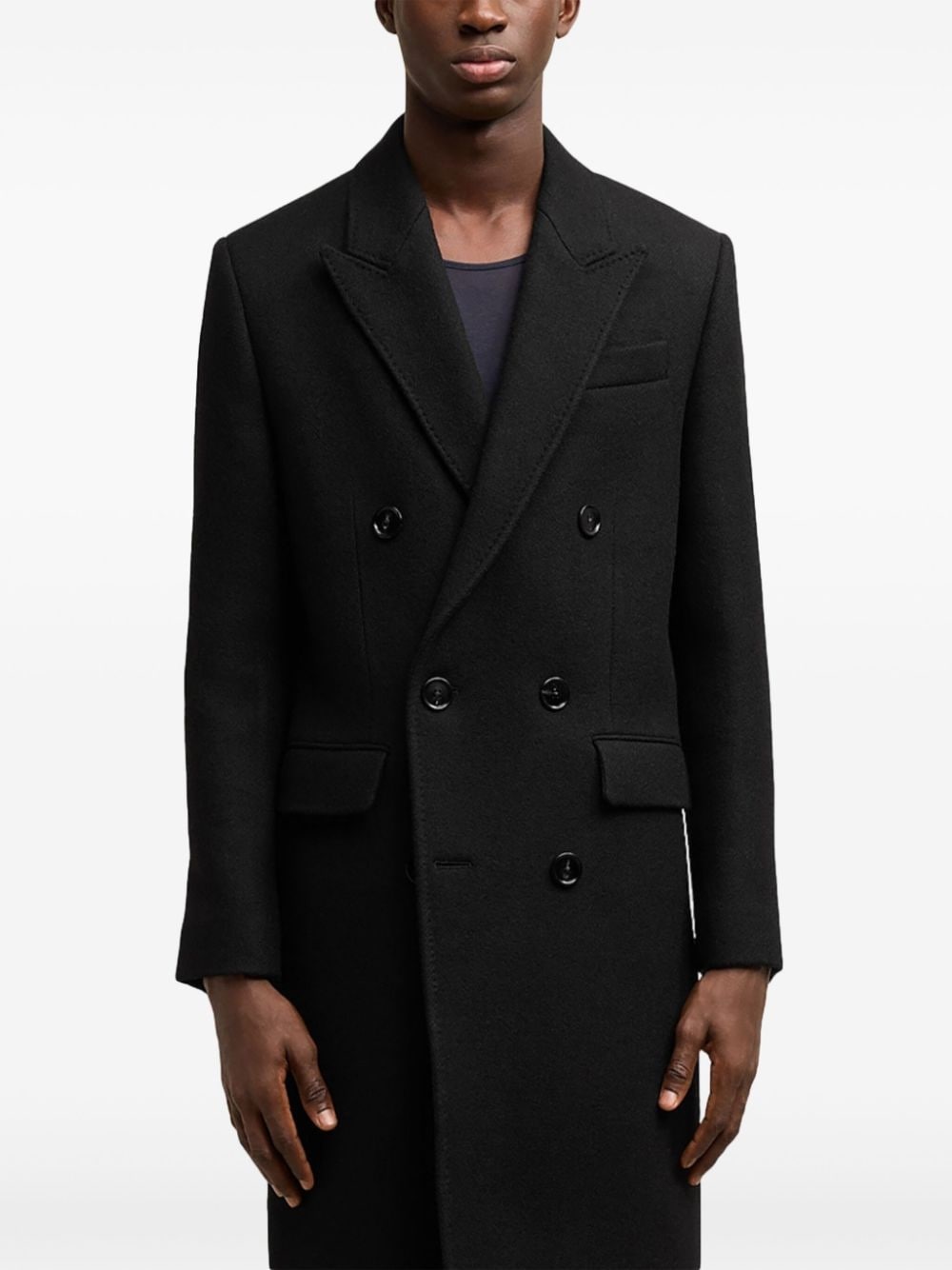 double breasted wool coat - 5