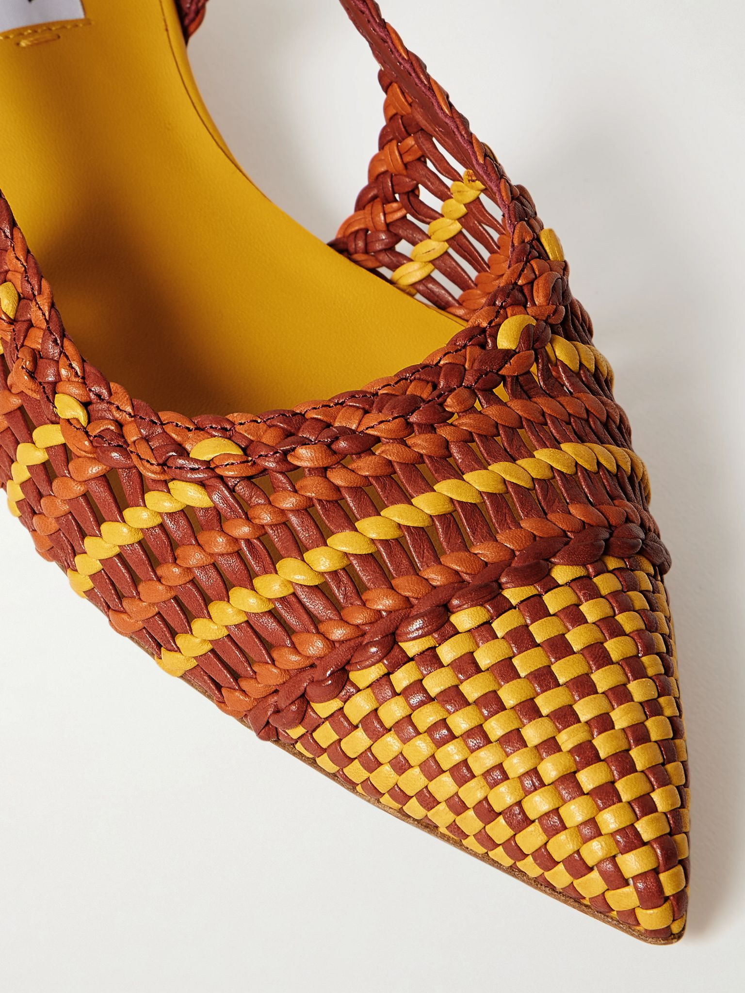 Perro woven leather slingback pumps Orange - 4